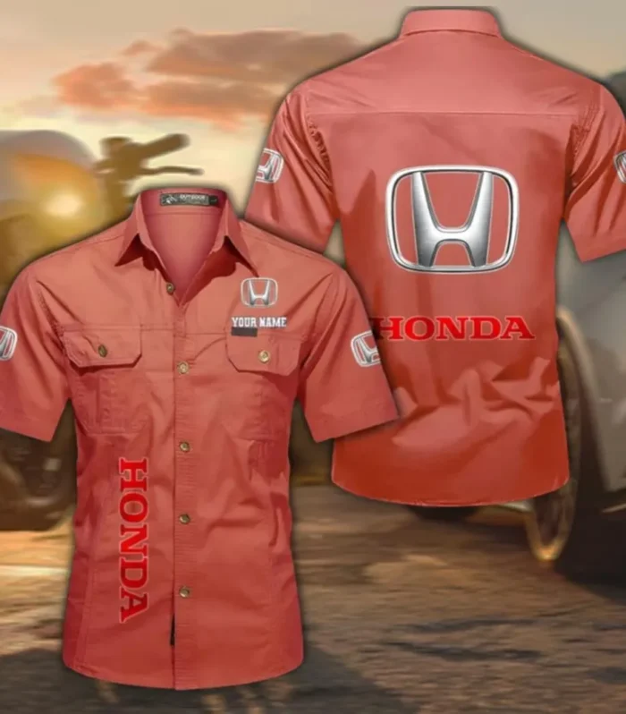 Compact Car Lightweight Men's Cotton Short Sleeve Shirt, Custom Name CAR392 - Red