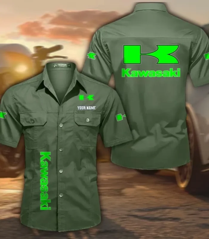 High-Speed Two-Wheeler Men's Short Sleeve Cotton Shirt, Custom Name CAR392 - Army Green