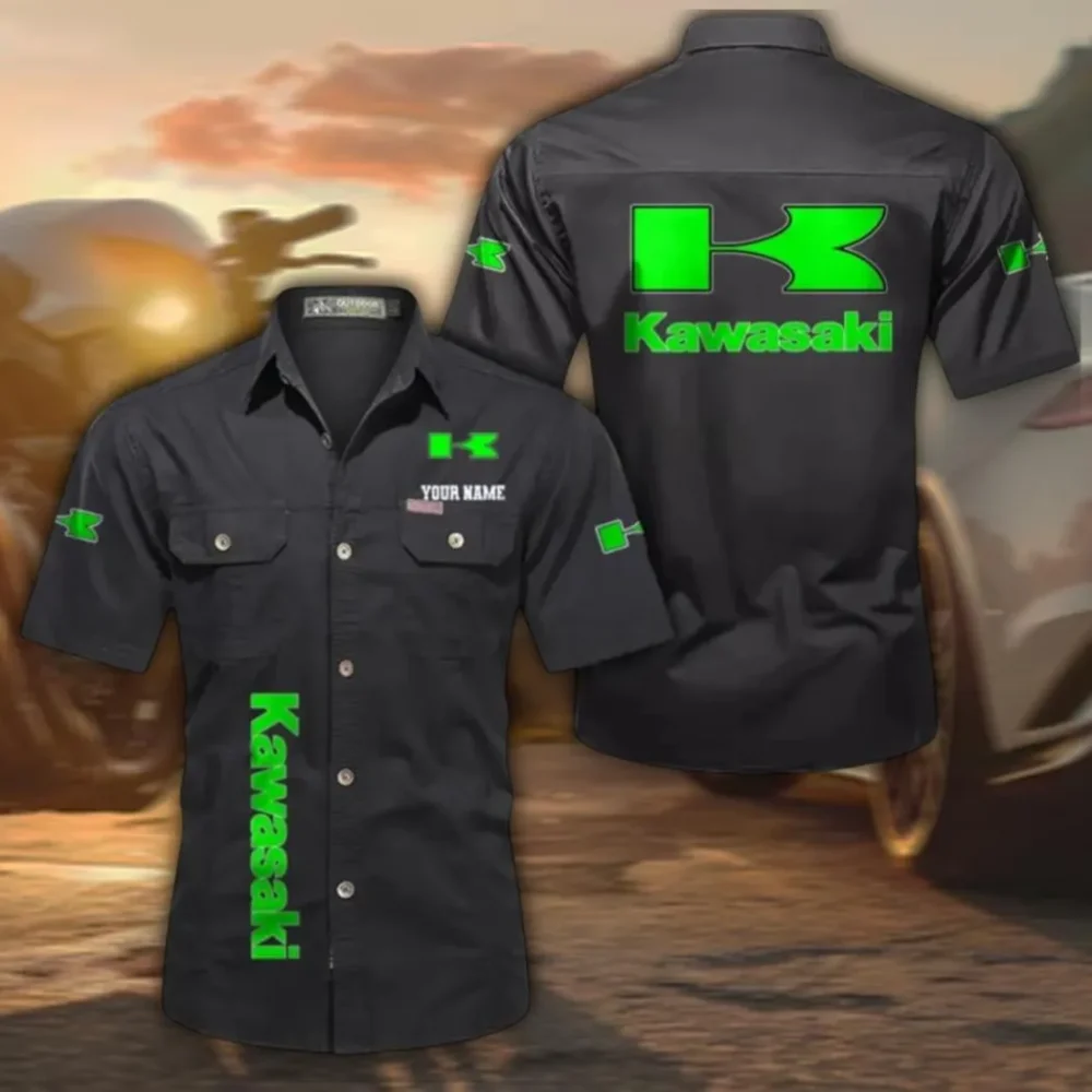 Off-Road Machine Men's Cotton Casual Short Sleeve Shirt, Custom Name CAR392 - Black