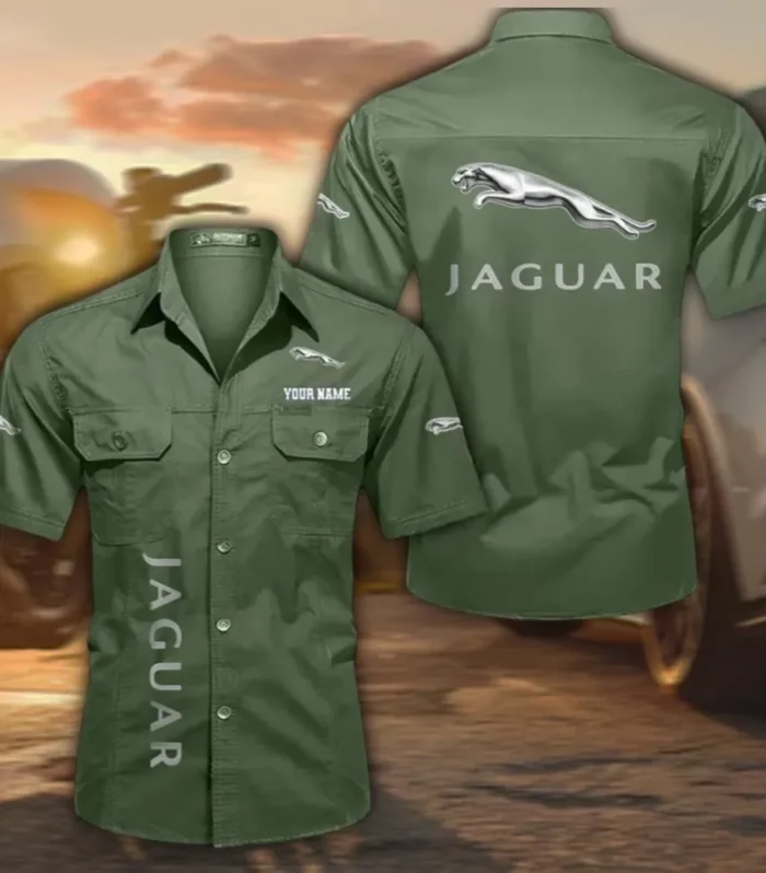 Elegant Road Car Men's Cotton Short Sleeved Shirt, Custom Name CAR392 - Army Green