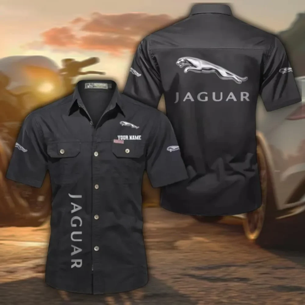 Premium Coupe Men's Casual Short Sleeved Shirt, Custom Name CAR392 - Black