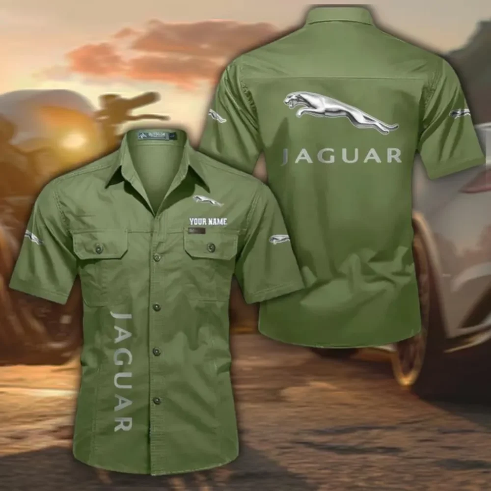 Executive Vehicle Breathable Men's Cotton Short Sleeved Shirt, Custom Name CAR392 - Fruit Green