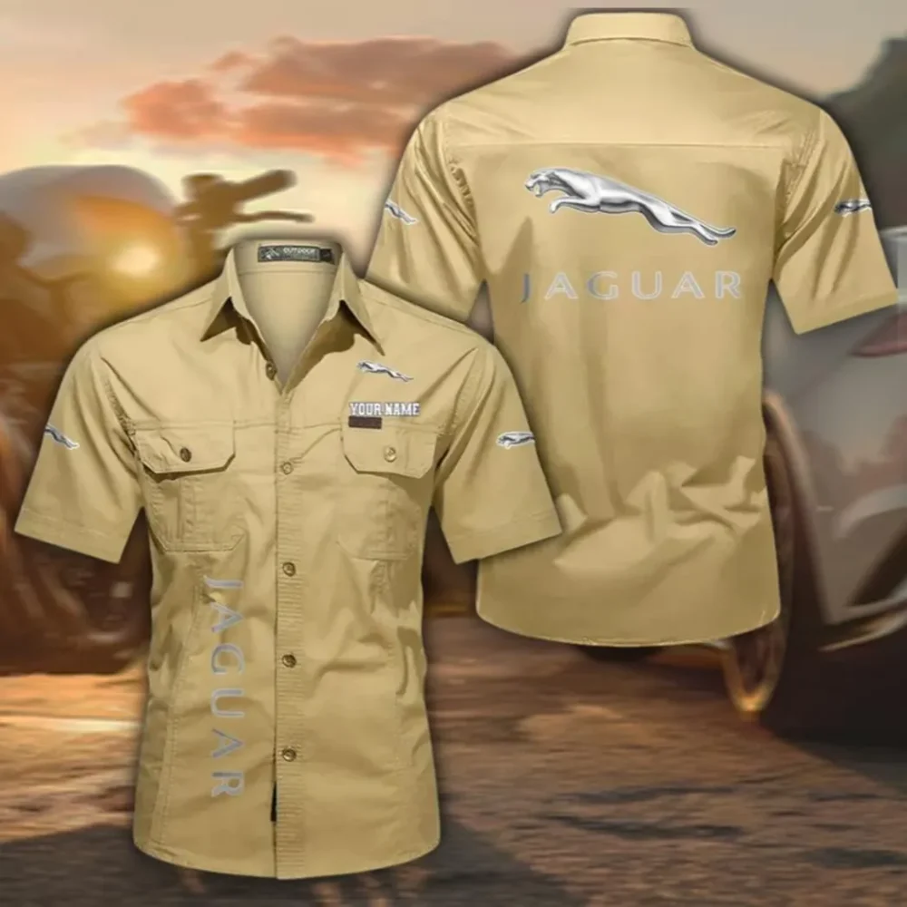 High-End Sedan Men's Classic Short Sleeve Shirt, Custom Name CAR392 - Khaki