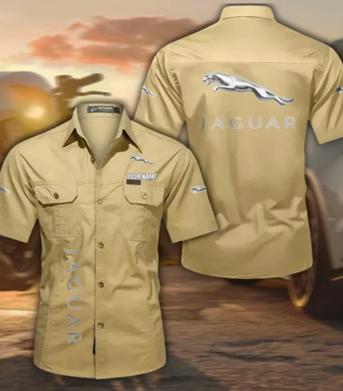 High-End Sedan Men's Classic Short Sleeve Shirt, Custom Name CAR392 - Khaki