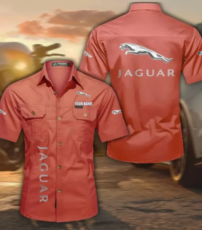 Executive Vehicle Lightweight Men's Cotton Short Sleeve Shirt, Custom Name CAR392 - Red