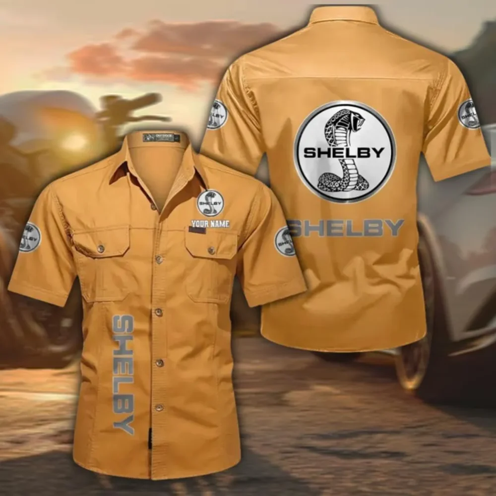 Performance Coupe Men's Short Sleeved Cotton Shirt, Custom Name CAR392 - Turmeric