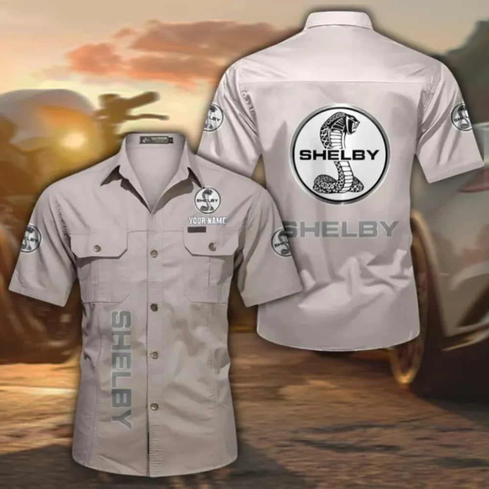 Street Racer Vehicle Classic Short Sleeve Shirt, Custom Name CAR392 - Beige
