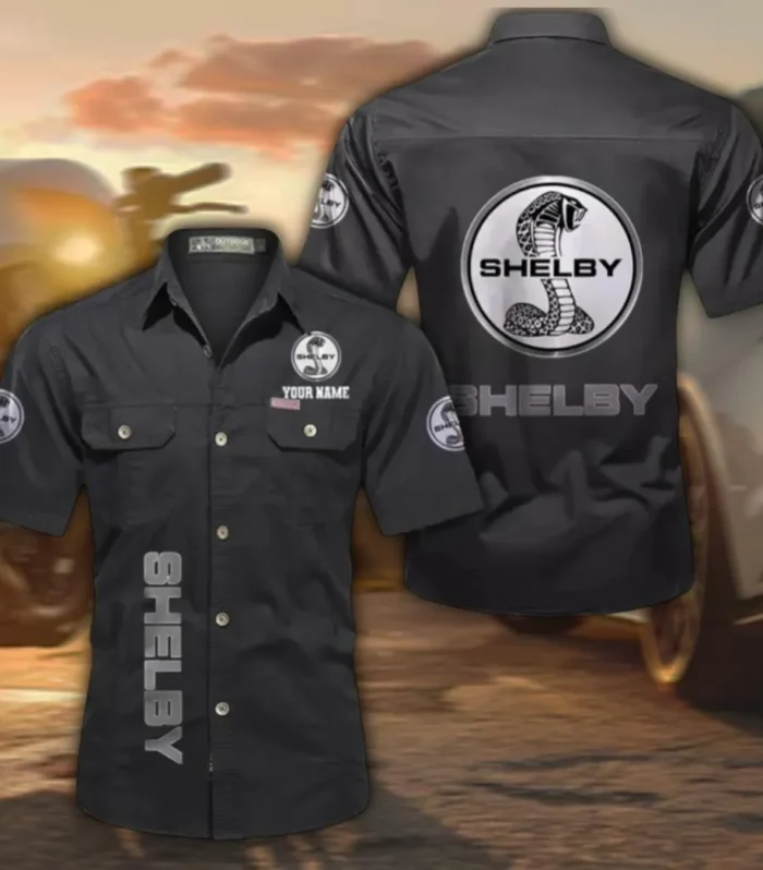 Street Racer Vehicle Men's Cotton Casual Short Sleeve Shirt, Custom Name CAR392 - Black