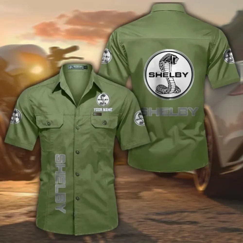 Iconic Pony Car Men's Everyday Short Sleeve Shirt, Custom Name CAR392 - Fruit Green
