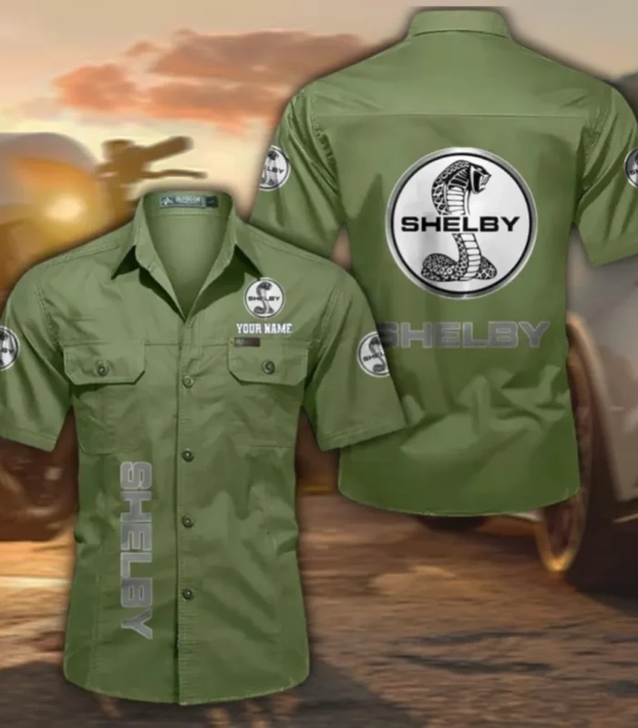 Iconic Pony Car Men's Everyday Short Sleeve Shirt, Custom Name CAR392 - Fruit Green