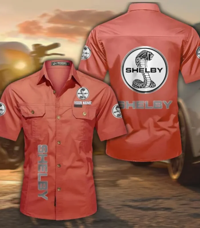 Iconic Pony Car Casual Short Sleeve Shirt, Custom Name CAR392 - Red