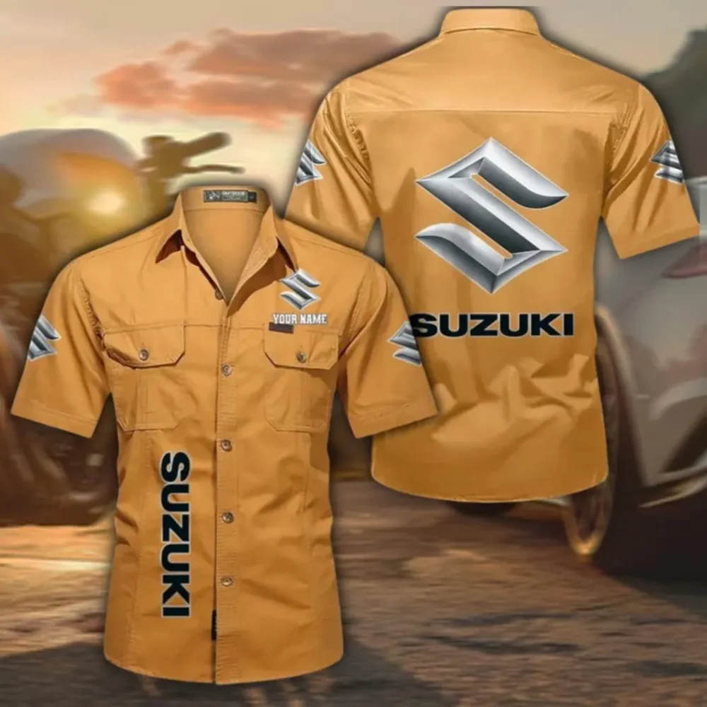 Superbike Cotton Short Sleeved Shirt, Custom Name CAR392 - Turmeric