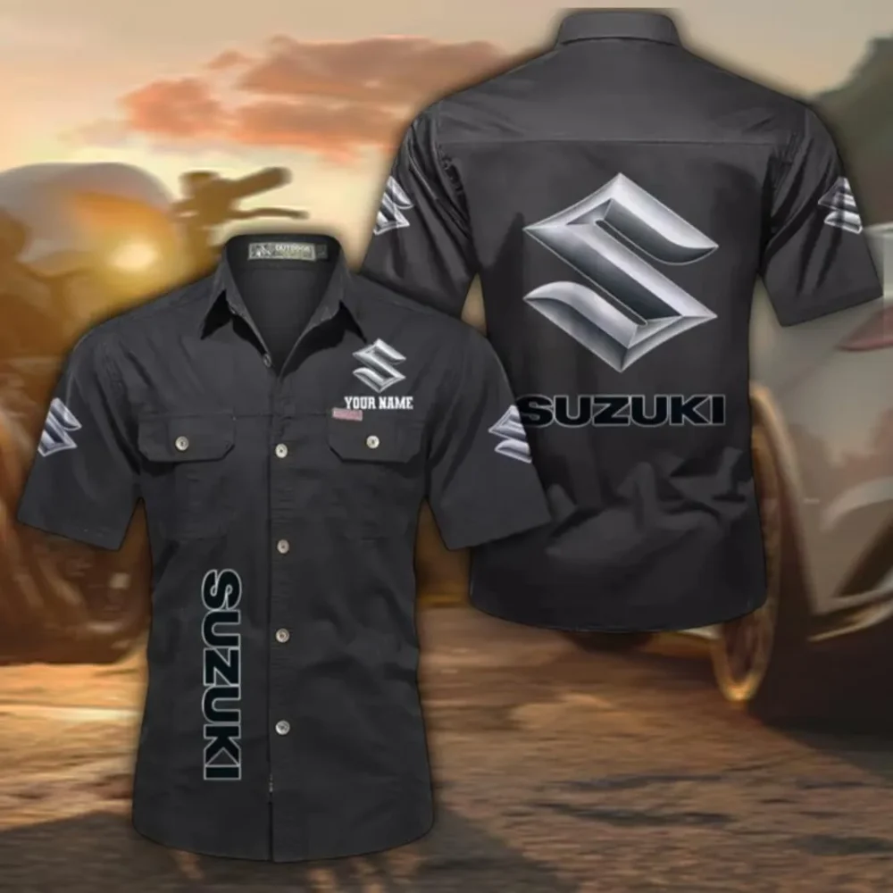Superbike Men's Casual Short Sleeved Shirt, Custom Name CAR392 - Black