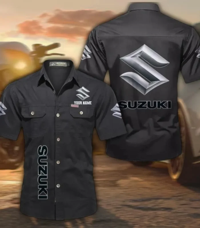 Superbike Men's Casual Short Sleeved Shirt, Custom Name CAR392 - Black