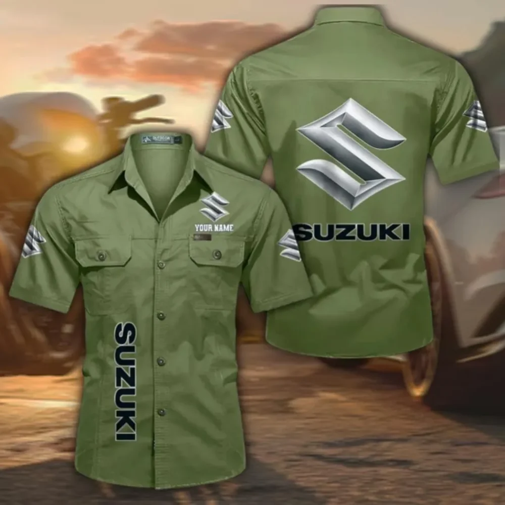 Superbike Breathable Men's Cotton Short Sleeved Shirt, Custom Name CAR392 - Fruit Green