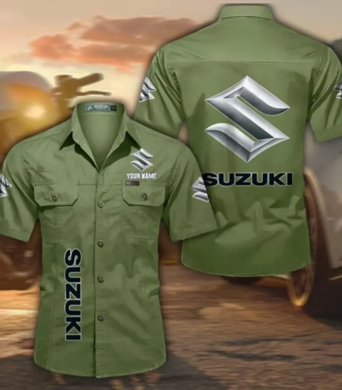 Superbike Breathable Men's Cotton Short Sleeved Shirt, Custom Name CAR392 - Fruit Green