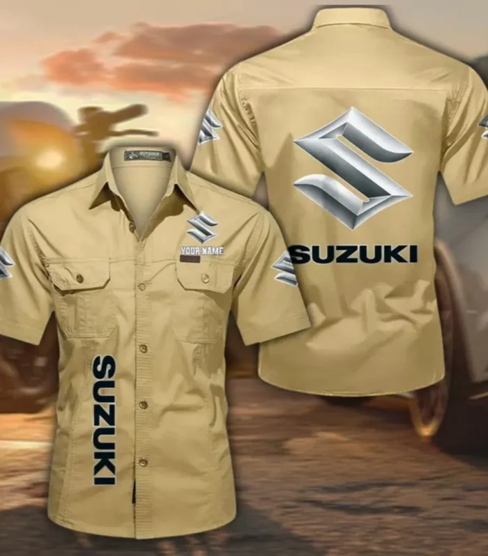 JDM Bike Men's Classic Short Sleeve Shirt, Custom Name CAR392 - Khaki