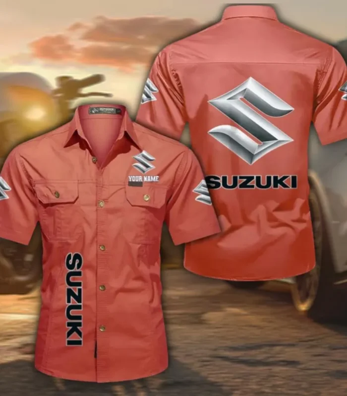 JDM Bike Lightweight Men's Cotton Short Sleeve Shirt, Custom Name CAR392 - Red