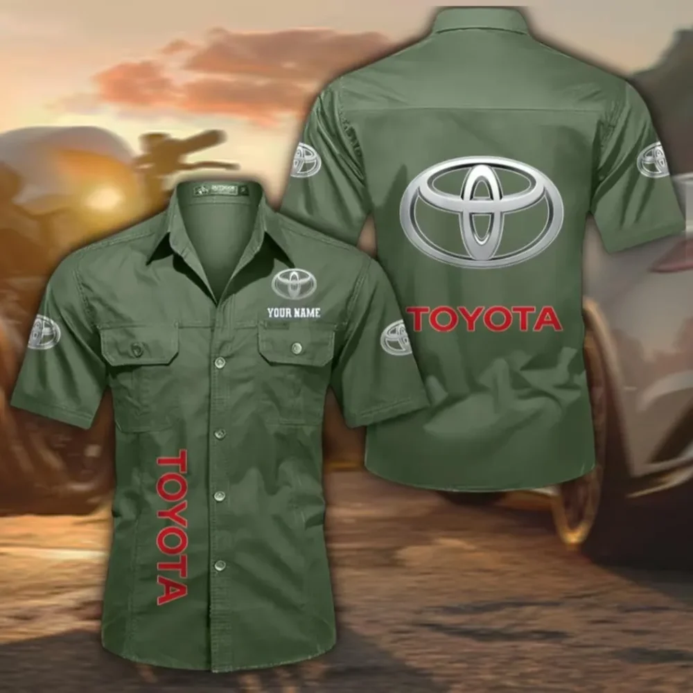 Everyday Driver Men's Short Sleeve Cotton Shirt, Custom Name CAR392 - Army Green