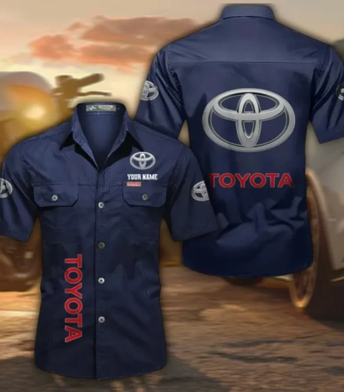 Adventure Pickup Lightweight Men's Short Sleeved Cotton Shirt, Custom Name CAR392 - Dark Blue