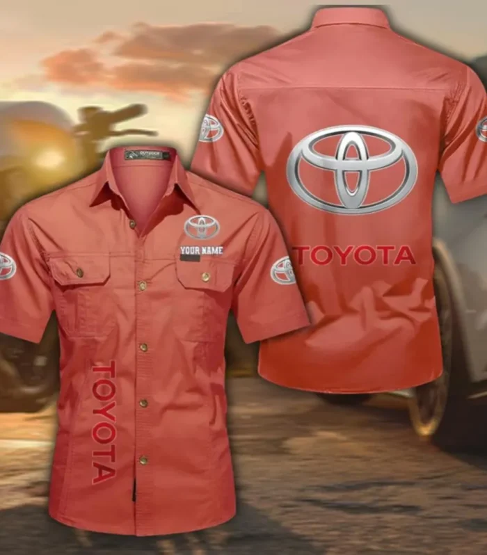 Hybrid Vehicle Casual Short Sleeve Shirt, Custom Name CAR392 - Red