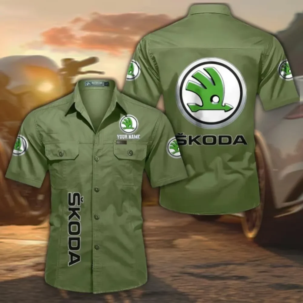 Everyday Driver Breathable Men's Cotton Short Sleeved Shirt, Custom Name CAR392 - Fruit Green