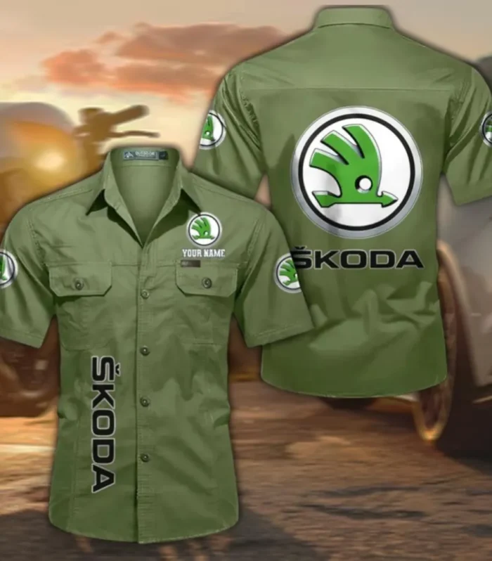 Everyday Driver Breathable Men's Cotton Short Sleeved Shirt, Custom Name CAR392 - Fruit Green