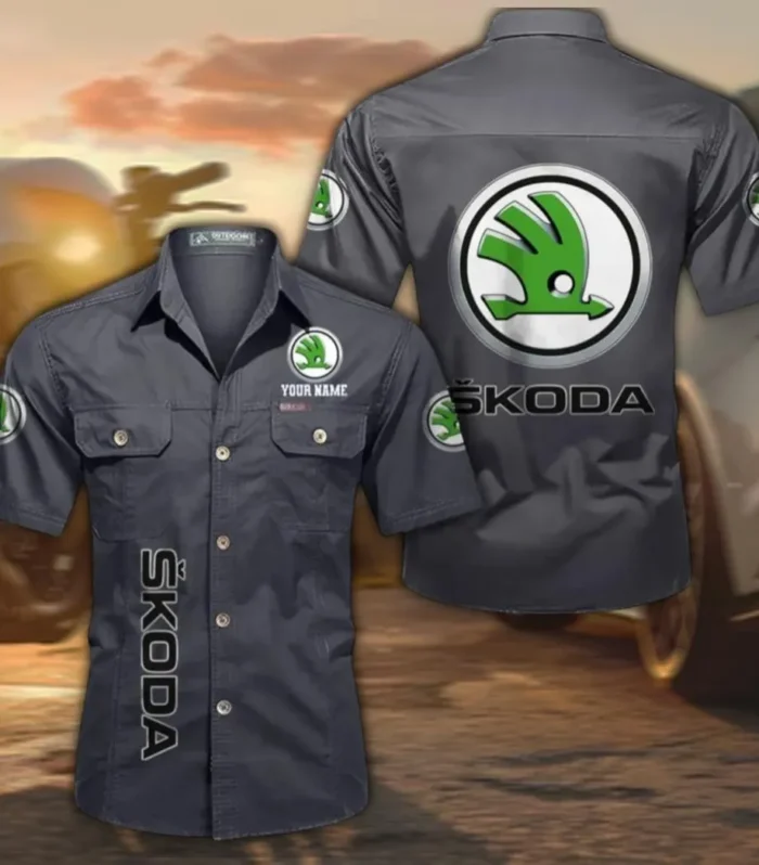 Reliable Vehicle Cotton Casual Short Sleeve Shirt, Custom Name CAR392 - Gray