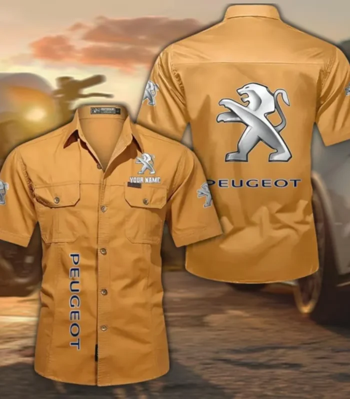 Compact Hatchback Men's Short Sleeved Cotton Shirt, Custom Name CAR392 - Turmeric