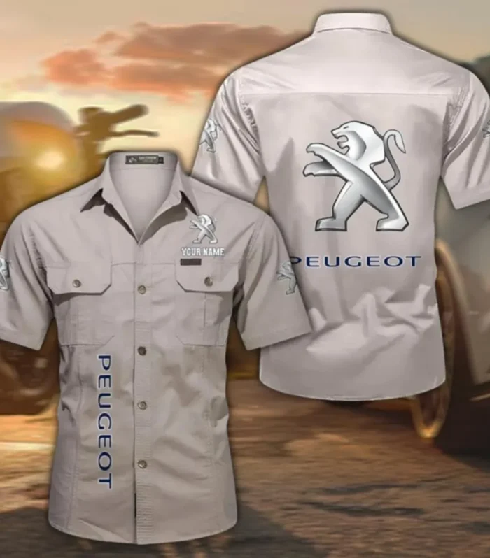 Family Auto Classic Short Sleeve Shirt, Custom Name CAR392 - Beige