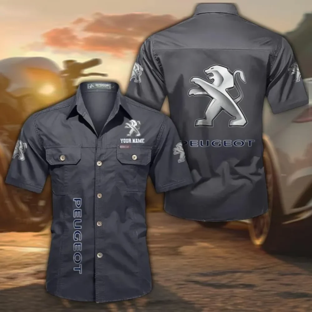 Urban Ride Cotton Short Sleeve Shirt, Custom Name CAR392 - Gray