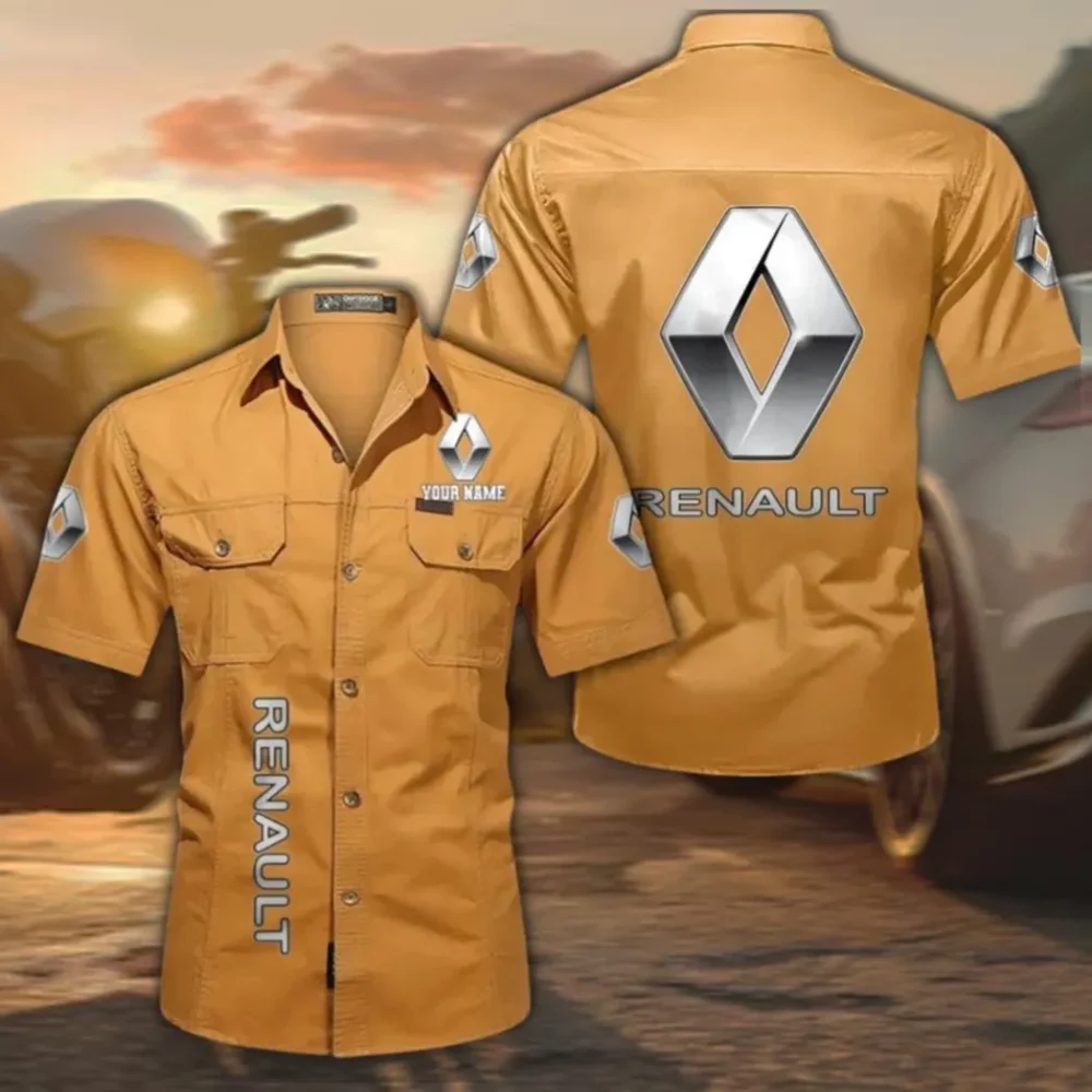 Passenger Vehicle Cotton Short Sleeved Shirt, Custom Name CAR392 - Turmeric