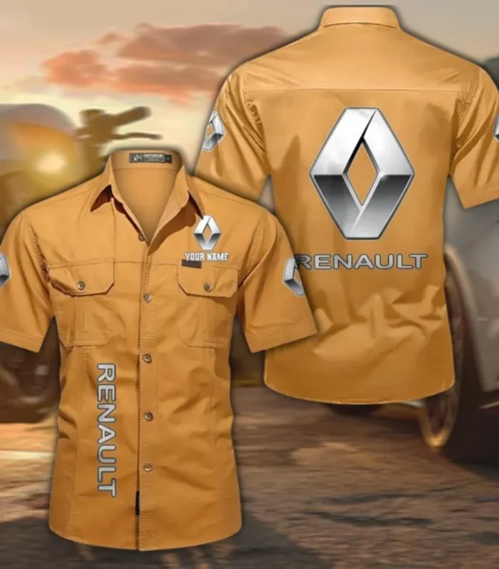 Passenger Vehicle Cotton Short Sleeved Shirt, Custom Name CAR392 - Turmeric