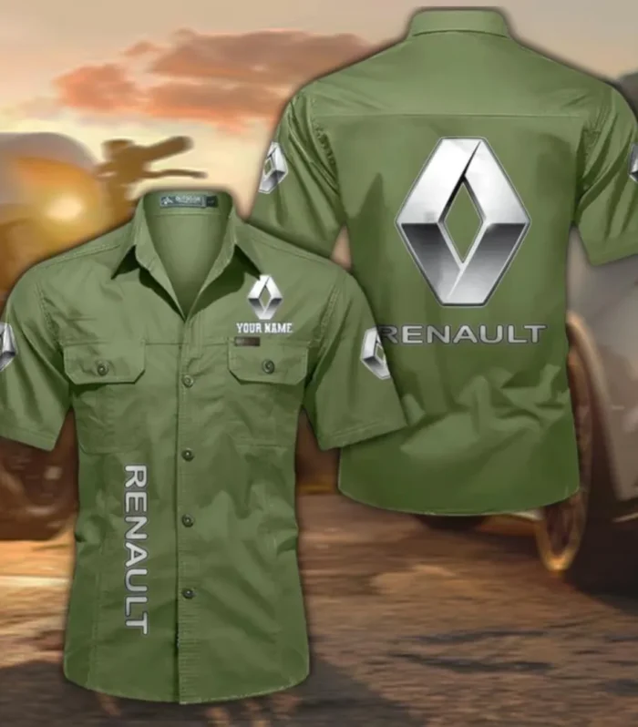 Compact Hatchback Breathable Men's Cotton Short Sleeved Shirt, Custom Name CAR392 - Fruit Green