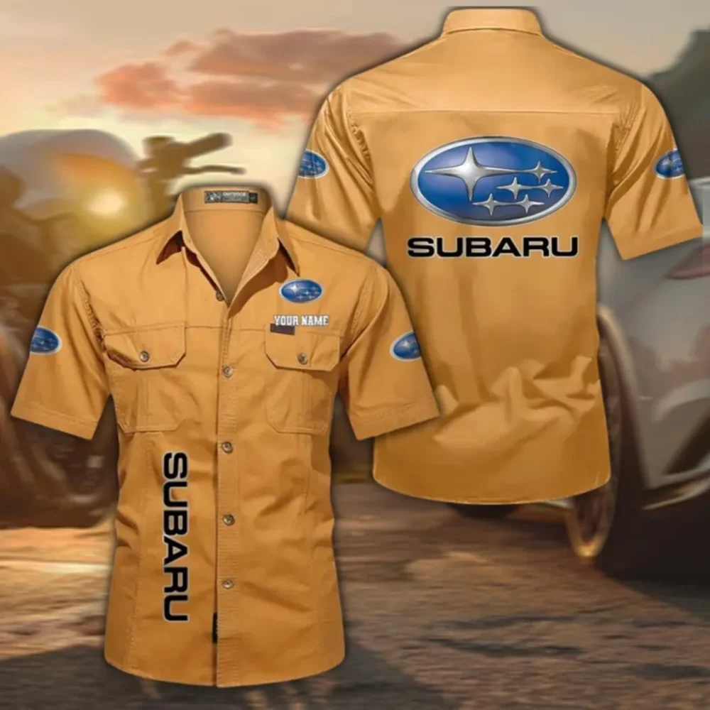 Touring Sedan Men's Short Sleeved Cotton Shirt, Custom Name CAR392 - Turmeric