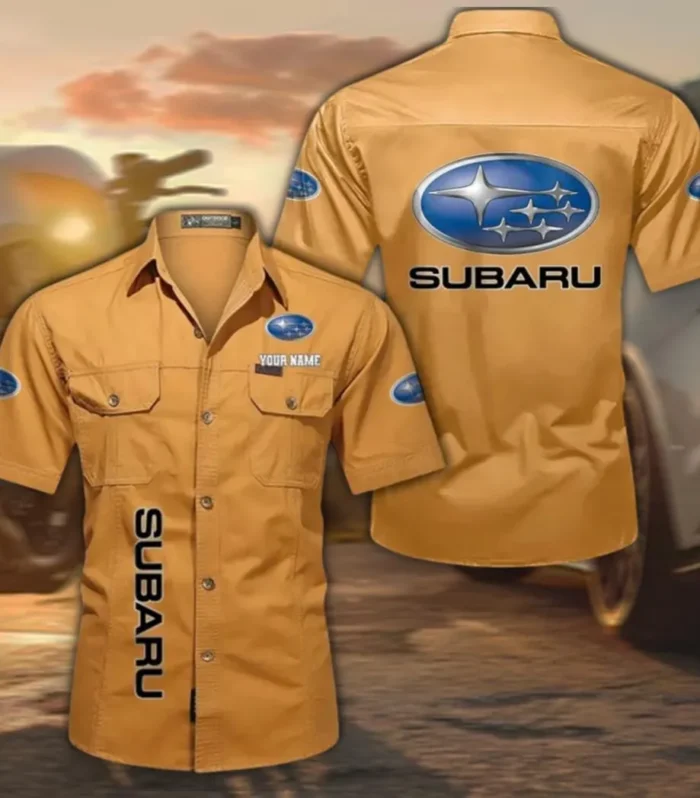 Touring Sedan Men's Short Sleeved Cotton Shirt, Custom Name CAR392 - Turmeric