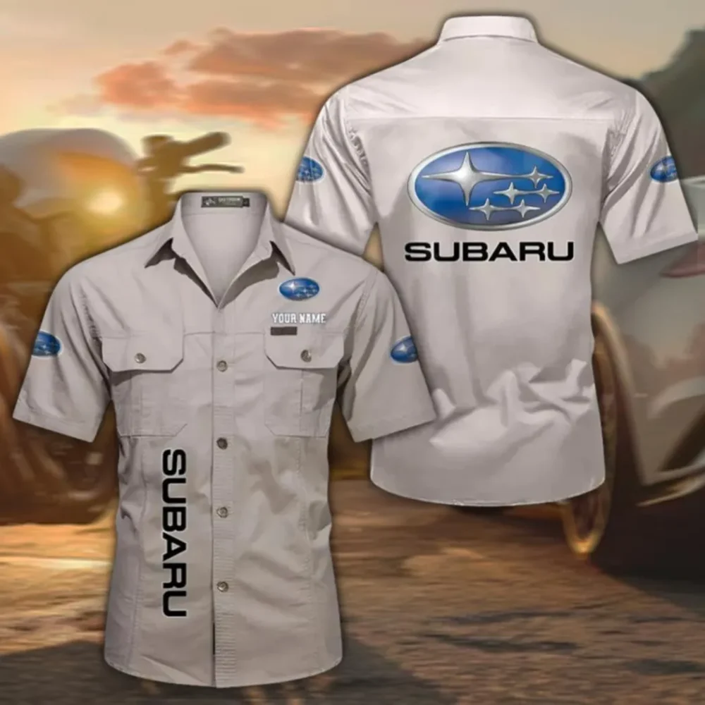 Trail-Ready Auto Classic Short Sleeve Shirt, Custom Name CAR392 - Beige