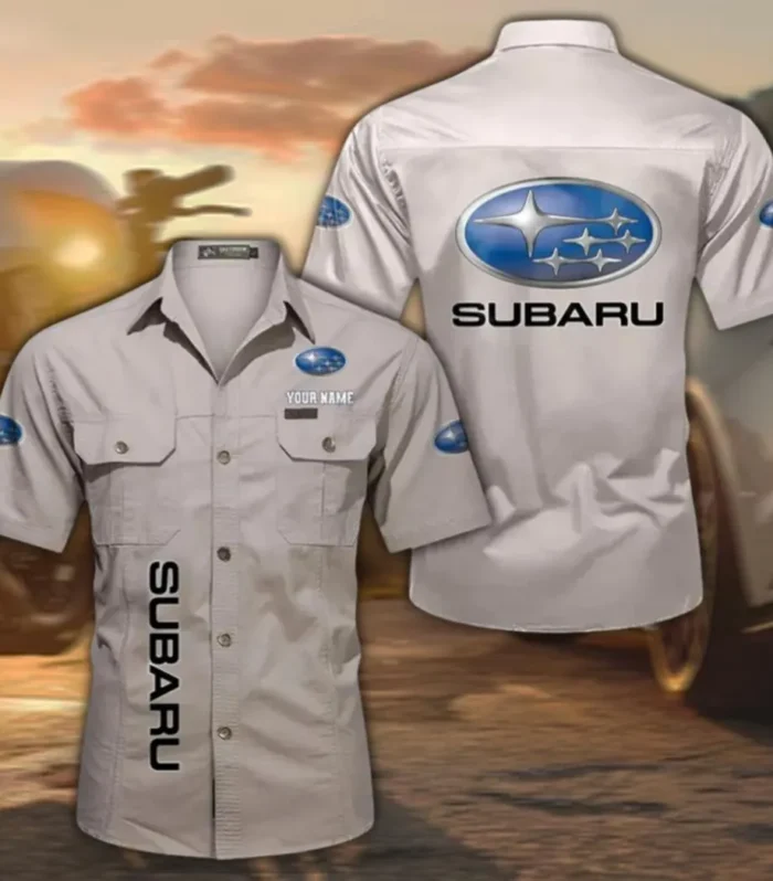 Trail-Ready Auto Classic Short Sleeve Shirt, Custom Name CAR392 - Beige