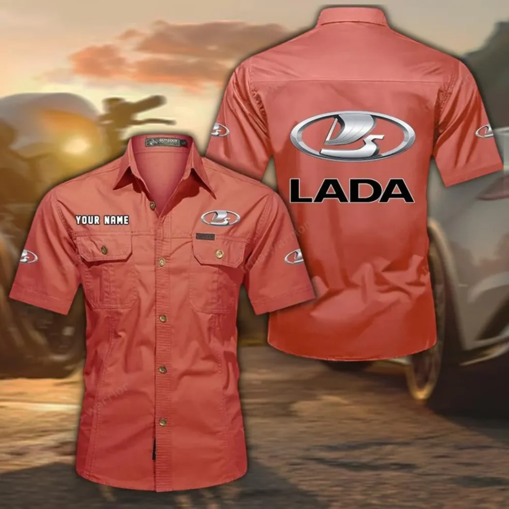 Family Car Exclusive Logo Short Sleeved Shirt, Gift For Family Car Enthusiasts CAR444 - Red