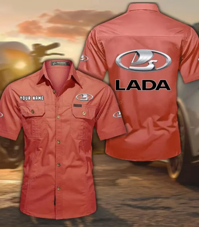 Family Car Exclusive Logo Short Sleeved Shirt, Gift For Family Car Enthusiasts CAR444 - Red