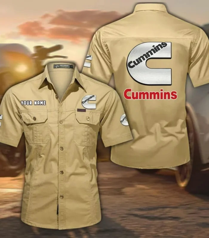 Endurance Engine Co. Exclusive Logo Short Sleeved Shirt, Gift For Endurance Engine Co. Enthusiasts CAR444 - Khaki