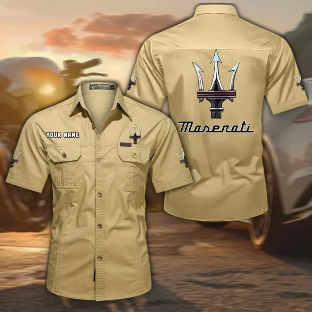 Italian Sports Car  Exclusive Logo Short Sleeved Shirt, Gift For Italian Sports Car  Lovers CAR444 - Khaki