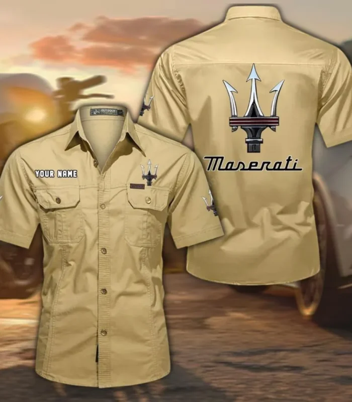 Italian Sports Car  Exclusive Logo Short Sleeved Shirt, Gift For Italian Sports Car  Lovers CAR444 - Khaki