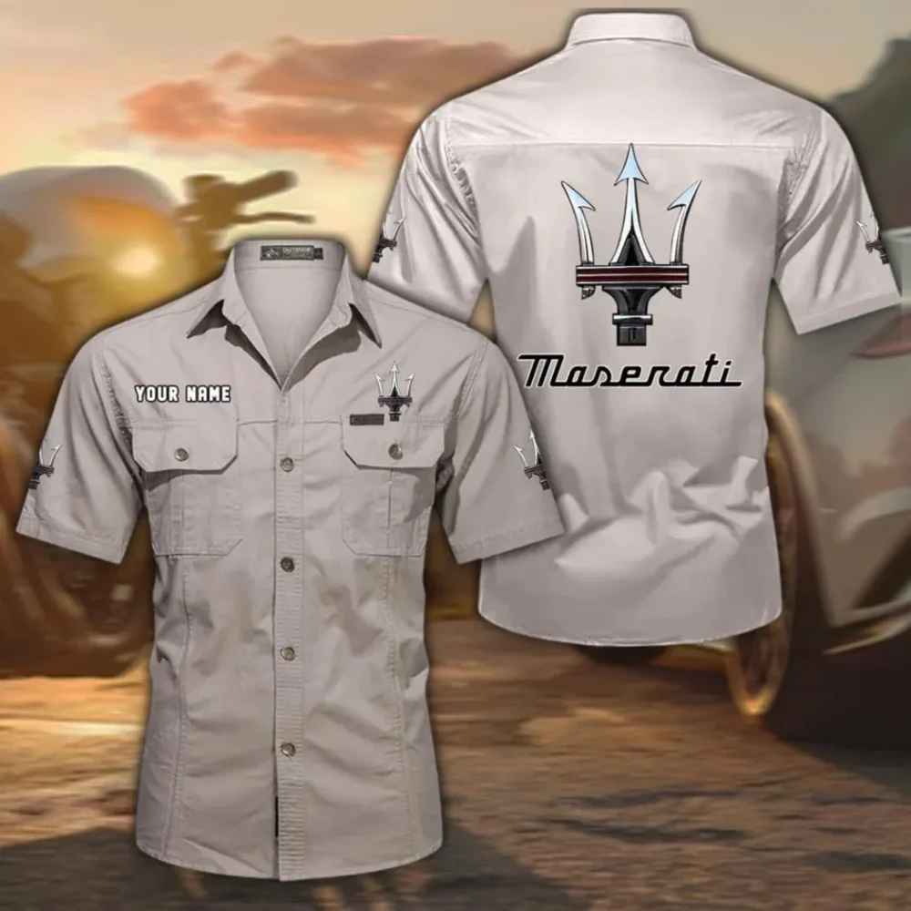 Luxury Coupe Exclusive Logo Short Sleeved Shirt, Gift For Luxury Coupe Lovers CAR444 - Beige
