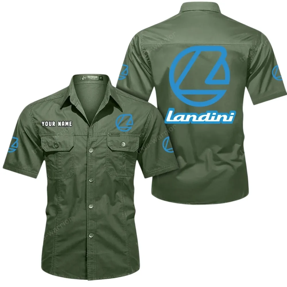 Compact Farm Tractor Exclusive Logo Short Sleeved Shirt, Gift For Compact Farm Tractor Lovers CAR444 - Army Green - Image 2