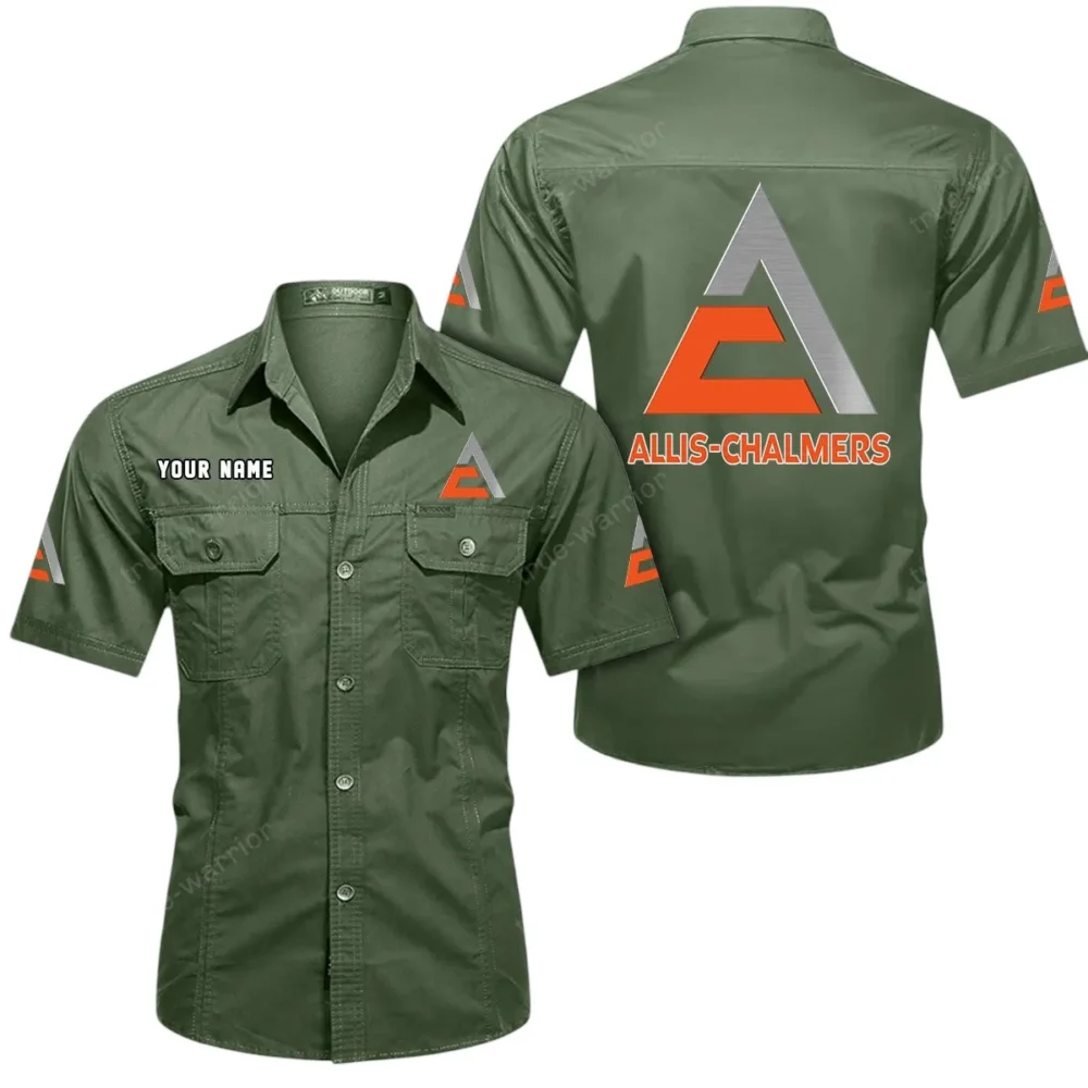 Farm Tractor Exclusive Logo Short Sleeved Shirt, Gift For Farm Tractor Enthusiasts CAR444 - Army Green - Image 2