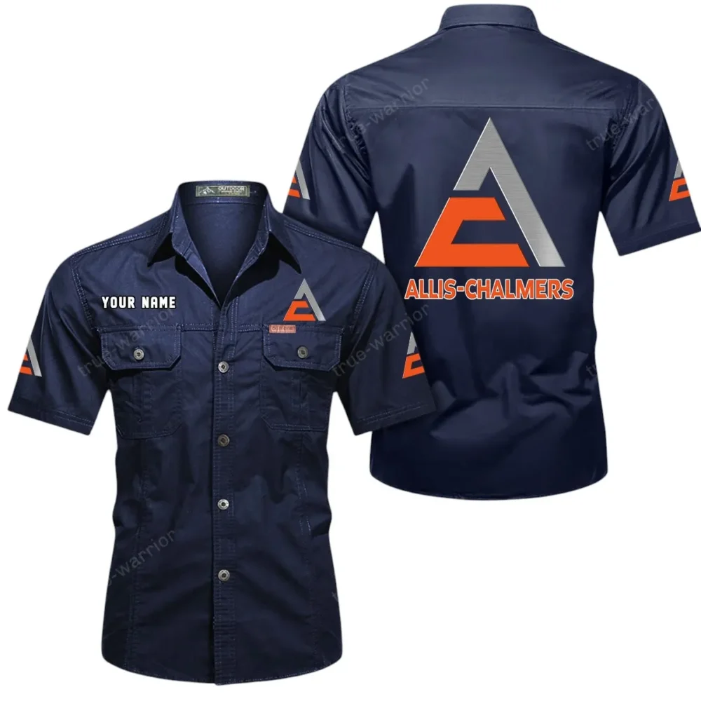 Vintage Tractor Exclusive Logo Short Sleeved Shirt, Gift For Vintage Tractor Lovers CAR444 - Dark Blue - Image 2