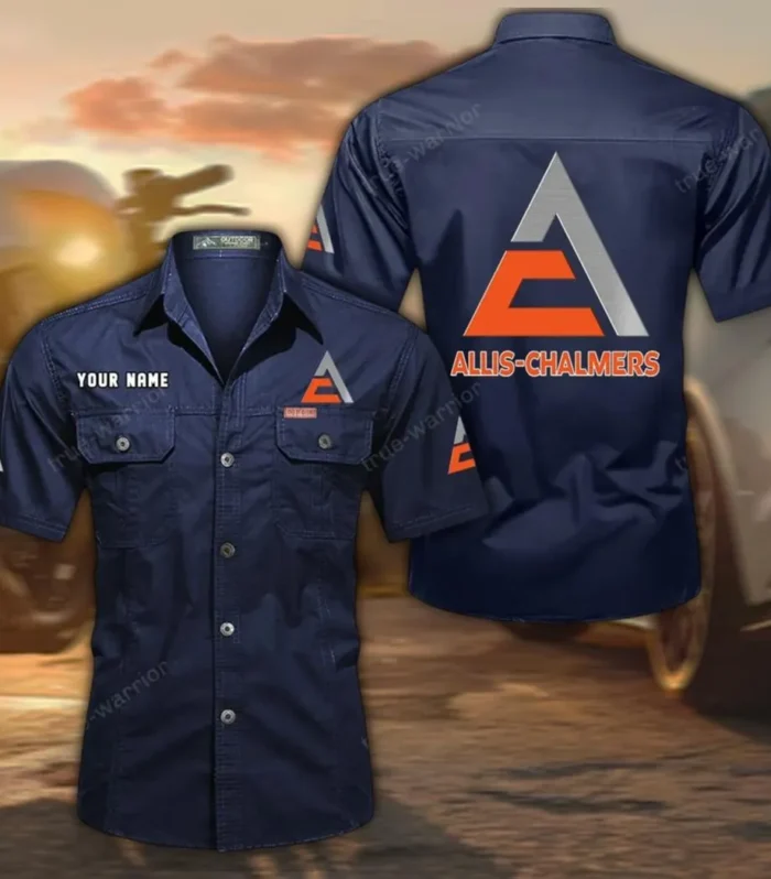 Vintage Tractor Exclusive Logo Short Sleeved Shirt, Gift For Vintage Tractor Lovers CAR444 - Dark Blue