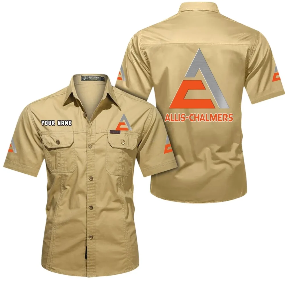 Farming Vehicle Exclusive Logo Short Sleeved Shirt, Gift For Farming Vehicle Lovers CAR444 - Khaki - Image 2