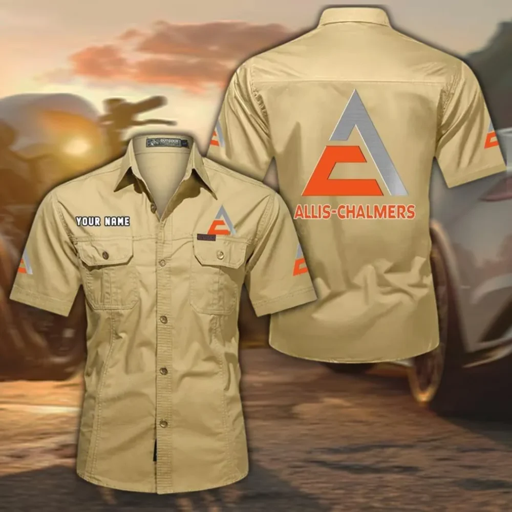 Farming Vehicle Exclusive Logo Short Sleeved Shirt, Gift For Farming Vehicle Lovers CAR444 - Khaki
